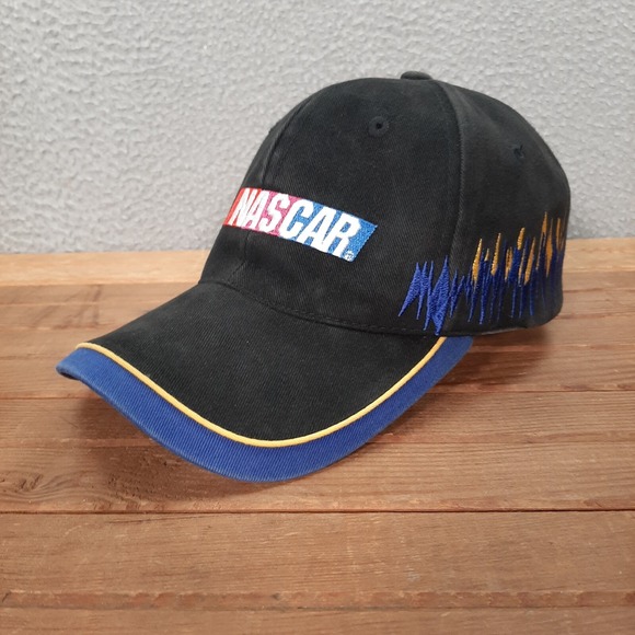 Vintage Nascar Hat Adult Strap Back Cap Black Blue Racing Grunge Faded 1990s Y2K - Picture 4 of 9